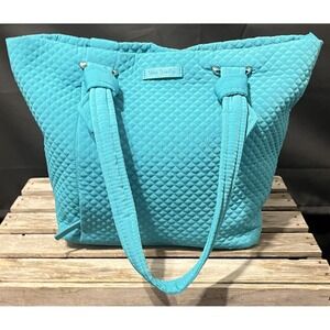 Vera Bradley Tote Bag‎ Womens One Size Turquoise Quilted Microfiber Shoulder